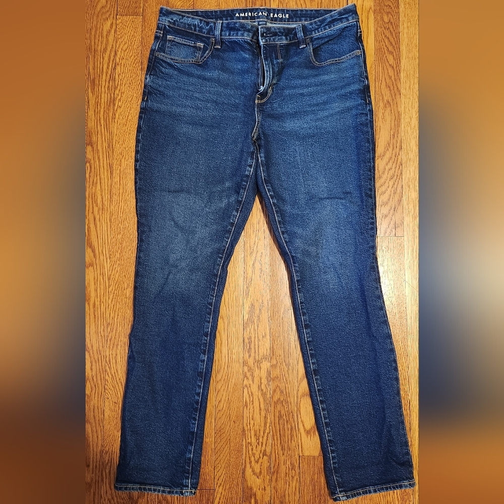 American Eagle Mid Rise Skinny Jeans Size 12 in "Darkest Dazzler" wash